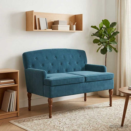 Lænestol med knap tufting Blå 111 x 65 x 79 cm Fløjl