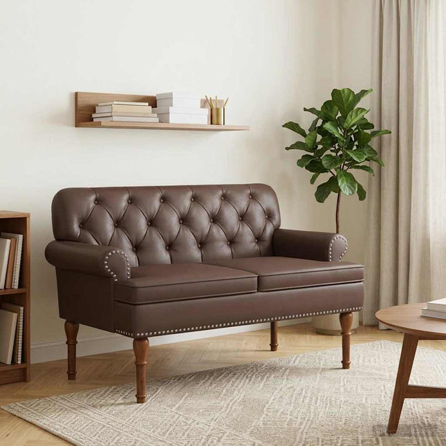 Lænestol med knap tufting Brun 120 x 65 x 77 cm Kunstlæder