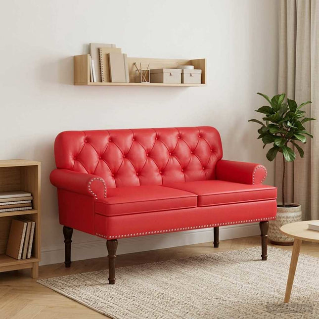 Lænestol med knap tufting Rød 120 x 65 x 77 cm Kunstlæder