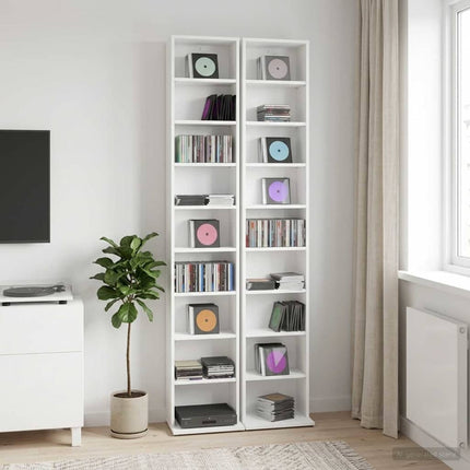 CD Skab 2 stk. Hvid 33 x 23,5 x 175 cm Konstrueret træ