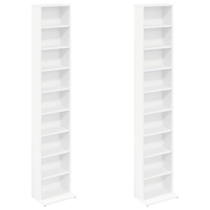 CD Skab 2 stk. Hvid 33 x 23,5 x 175 cm Konstrueret træ
