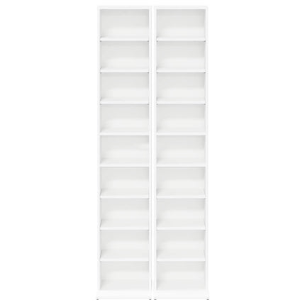 CD Skab 2 stk. Hvid 33 x 23,5 x 175 cm Konstrueret træ
