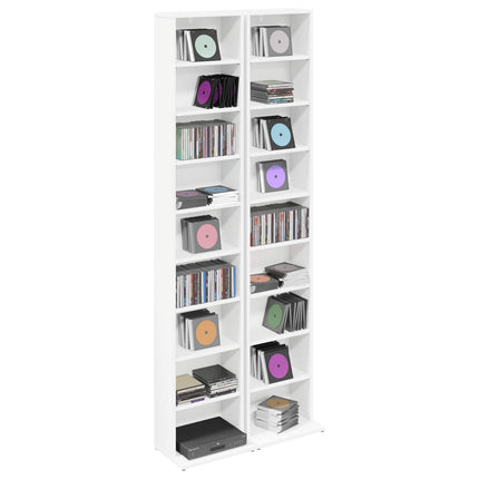 CD Skab 2 stk. Hvid 33 x 23,5 x 175 cm Konstrueret træ