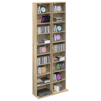 CD Skab 2 stk. Sonoma-eg 33 x 23,5 x 175 cm Konstrueret træ