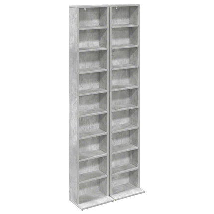 CD Skab 2 stk. Betongrå 33 x 23,5 x 175 cm Konstrueret træ
