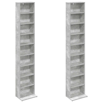 CD Skab 2 stk. Betongrå 33 x 23,5 x 175 cm Konstrueret træ