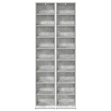 CD Skab 2 stk. Betongrå 33 x 23,5 x 175 cm Konstrueret træ