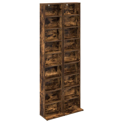 CD Skab 2 stk. Røget eg 33 x 23,5 x 175 cm Konstrueret træ
