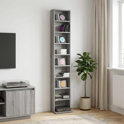 CD Skab Grå Sonoma 33 x 23,5 x 175 cm Konstrueret træ