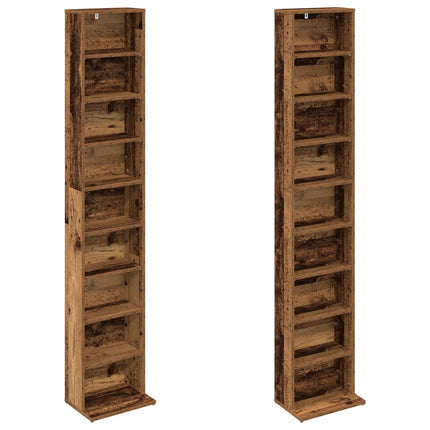 CD Skab 2 stk. Gammelt træ 33 x 23,5 x 175 cm Konstrueret træ