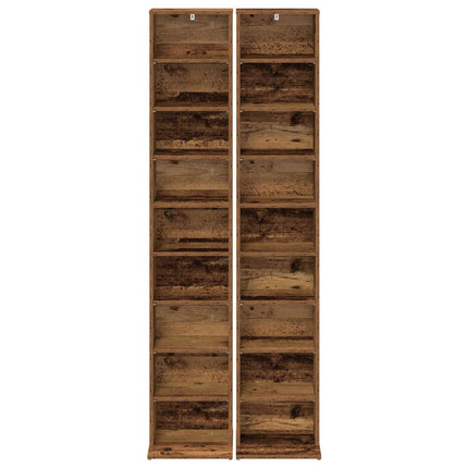 CD Skab 2 stk. Gammelt træ 33 x 23,5 x 175 cm Konstrueret træ