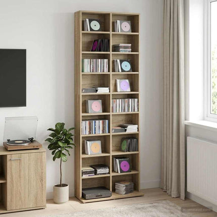 CD Skab Sonoma-eg 65 x 23,5 x 175 cm Konstrueret træ