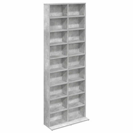 CD Skab Betongrå 65 x 23,5 x 175 cm Konstrueret træ