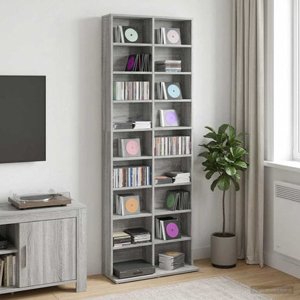 CD Skab Grå Sonoma 65 x 23,5 x 175 cm Konstrueret træ