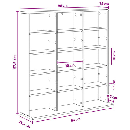 CD Skab Røget eg 96 x 23,5 x 97,5 cm Konstrueret træ