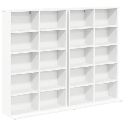 CD Skab 2 stk. Hvid 65 x 23,5 x 97,5 cm Konstrueret træ