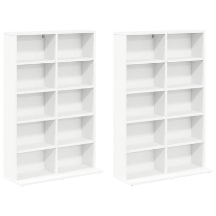CD Skab 2 stk. Hvid 65 x 23,5 x 97,5 cm Konstrueret træ