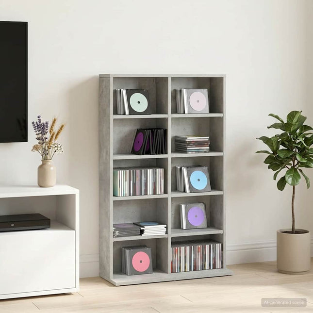 CD Skab Betongrå 65 x 23,5 x 97,5 cm Konstrueret træ