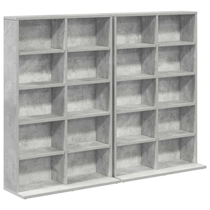 CD Skab 2 stk. Betongrå 65 x 23,5 x 97,5 cm Konstrueret træ