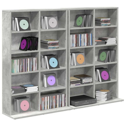 CD Skab 2 stk. Betongrå 65 x 23,5 x 97,5 cm Konstrueret træ