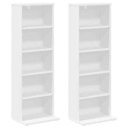 CD Skab 2 stk. Hvid 33 x 23,5 x 97,5 cm Konstrueret træ