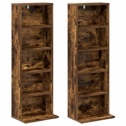 CD Skab 2 stk. Røget eg 33 x 23,5 x 97,5 cm Konstrueret træ