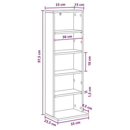 CD Skab Grå Sonoma 33 x 23,5 x 97,5 cm Konstrueret træ