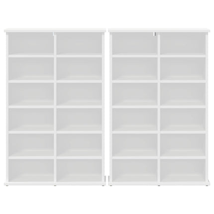 CD Skab 2 stk. Hvid 60 x 17 x 92 cm Konstrueret træ