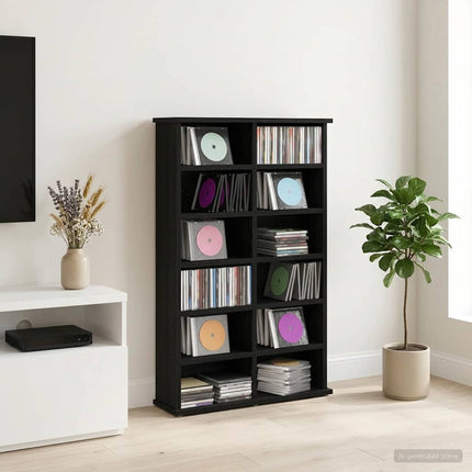 CD Skab Sort eg 60 x 17 x 92 cm Konstrueret træ