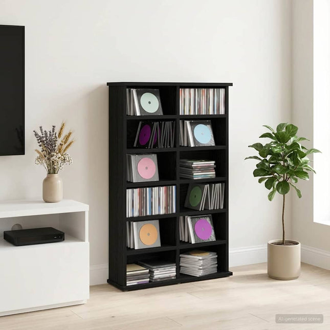CD Skab Sort eg 60 x 17 x 92 cm Konstrueret træ