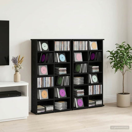 CD Skab 2 stk. Sort eg 60 x 17 x 92 cm Konstrueret træ
