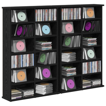CD Skab 2 stk. Sort eg 60 x 17 x 92 cm Konstrueret træ