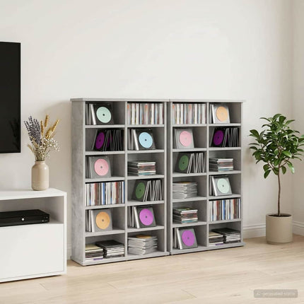 CD Skab 2 stk. Betongrå 60 x 17 x 92 cm Konstrueret træ