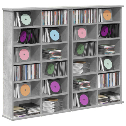CD Skab 2 stk. Betongrå 60 x 17 x 92 cm Konstrueret træ