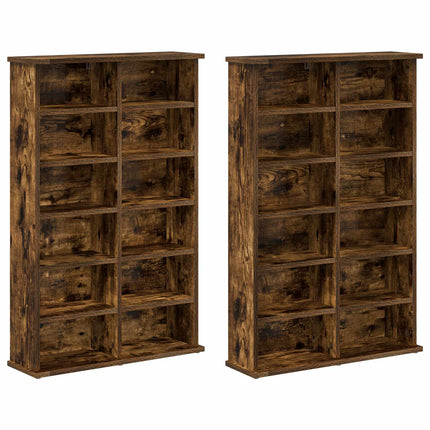 CD Skab 2 stk. Røget eg 60 x 17 x 92 cm Konstrueret træ