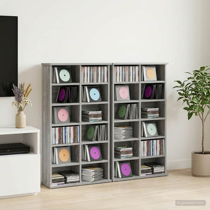 CD Skab 2 stk. Grå Sonoma 60 x 17 x 92 cm Konstrueret træ