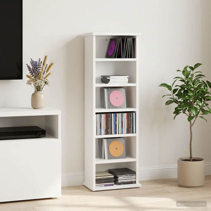 CD Skab Hvid 60 x 17 x 92 cm Konstrueret træ