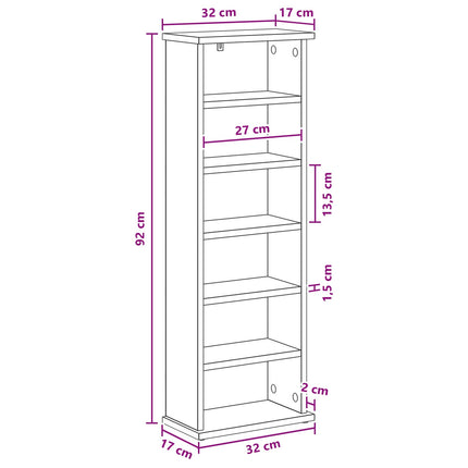 CD Skab Hvid 60 x 17 x 92 cm Konstrueret træ