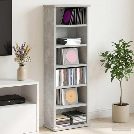 CD Skab Betongrå 60 x 17 x 92 cm Konstrueret træ