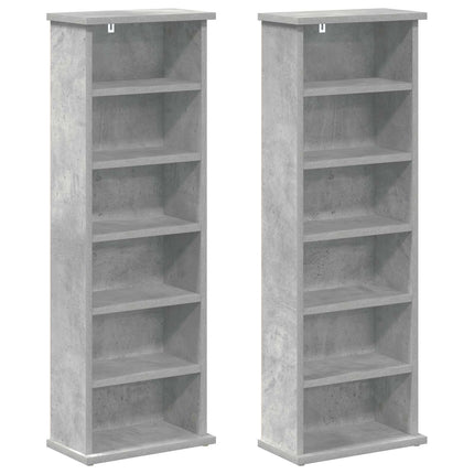 CD Skab 2 stk. Betongrå 60 x 17 x 92 cm Konstrueret træ