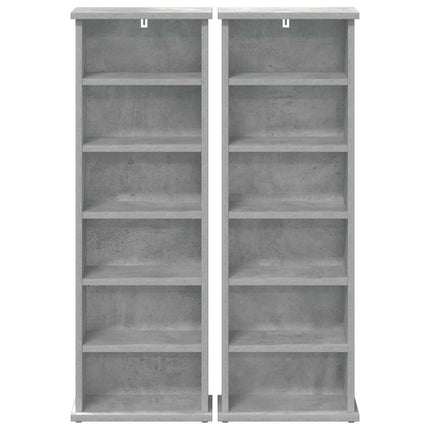 CD Skab 2 stk. Betongrå 60 x 17 x 92 cm Konstrueret træ