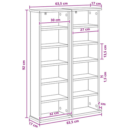 CD Skab 2 stk. Betongrå 60 x 17 x 92 cm Konstrueret træ