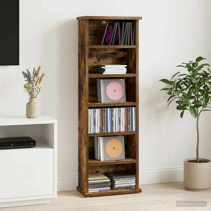 CD Skab Røget eg 60 x 17 x 92 cm Konstrueret træ