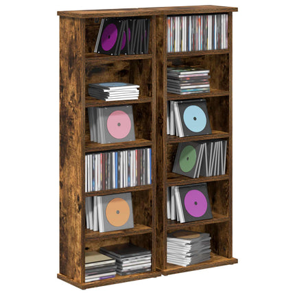 CD Skab 2 stk. Røget eg 60 x 17 x 92 cm Konstrueret træ