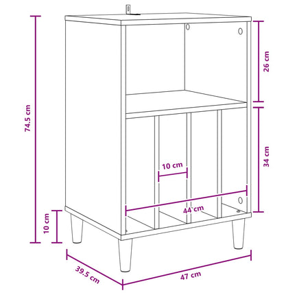 Pladespiller Stativ Egetræ 47 x 39,5 x 74,5 cm Konstrueret træ