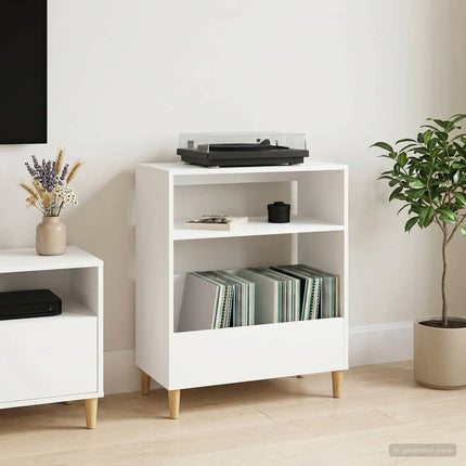 Pladespillerstand Hvid 71 x 39,5 x 83 cm Konstrueret træ