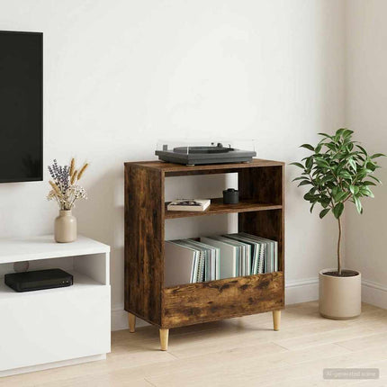 Pladespillerstand Røget eg 71 x 39,5 x 83 cm Konstrueret træ