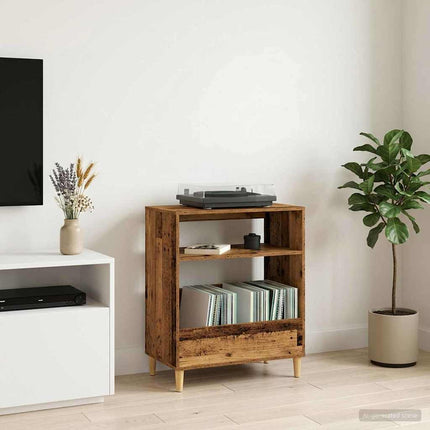 Pladespillerstand Egetræ 71 x 39,5 x 83 cm Konstrueret træ