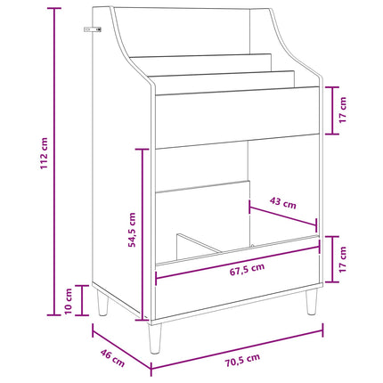 Mediehylle Sonoma-eg 70,5 x 46 x 112 cm Konstrueret træ