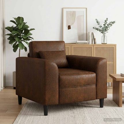 Lænestol Brun Faux Suede Læder